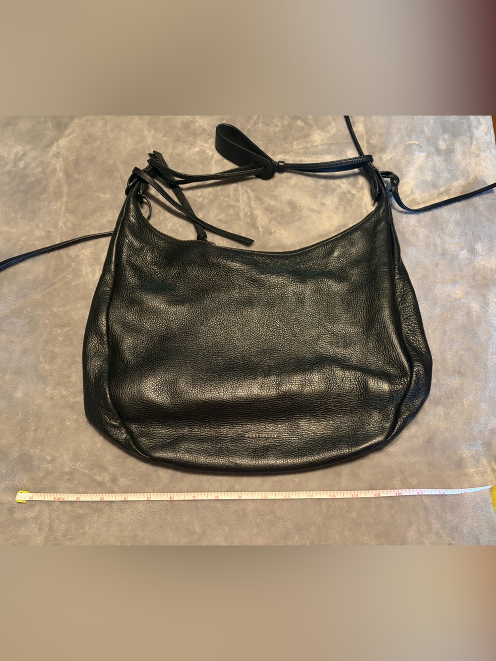 Coccinelle Large Black Pebbled Leather Hobo Shoulder Bag Made in Italy